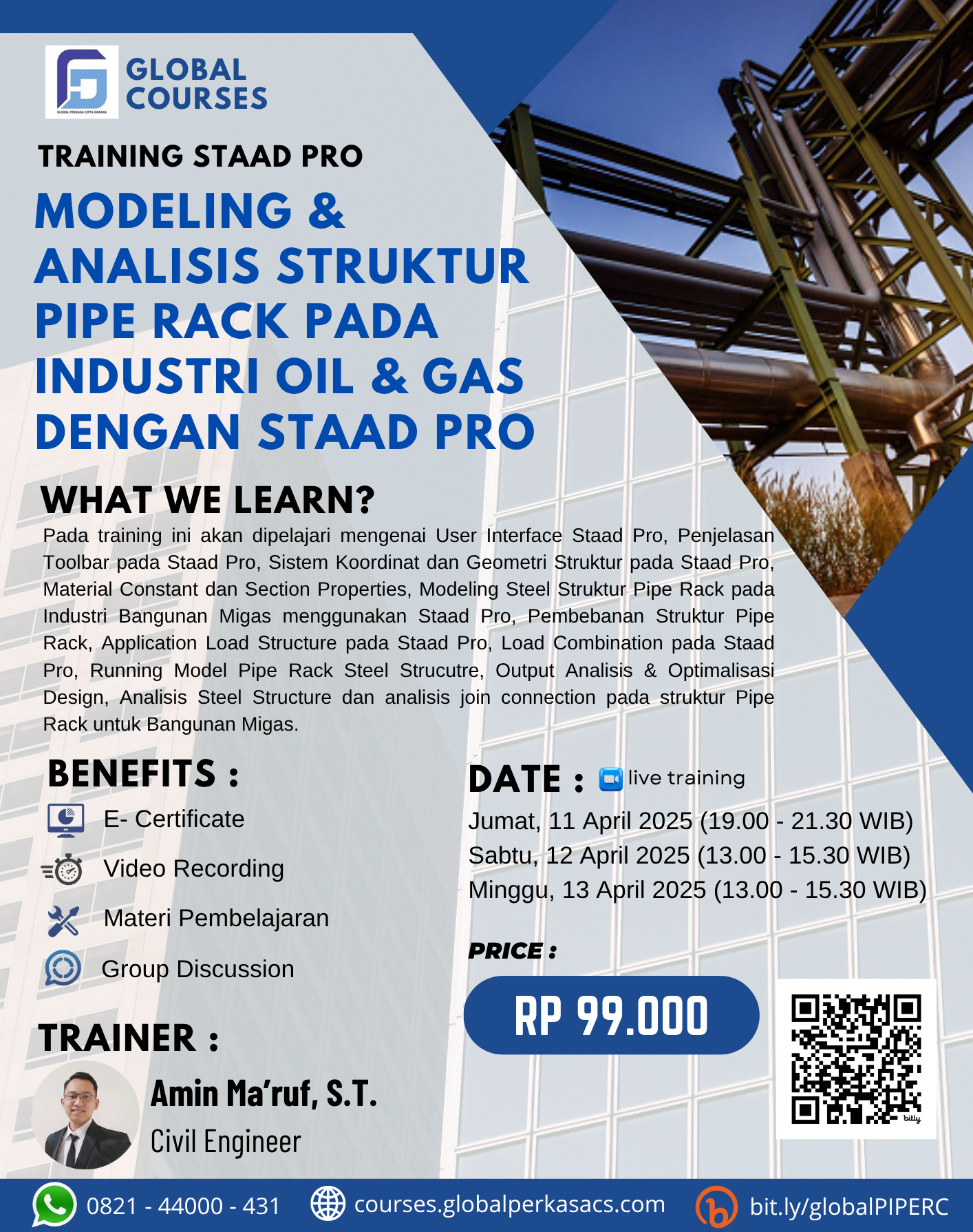Modeling & Analisis Struktur Pipe Rack pada Industri Oil dan Gas dengan Staad Pro
