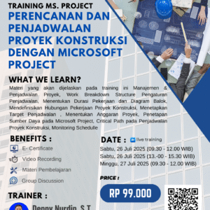 Training Perencanaan & Penjadwalan Proyek Konstruksi dengan Microsoft Project