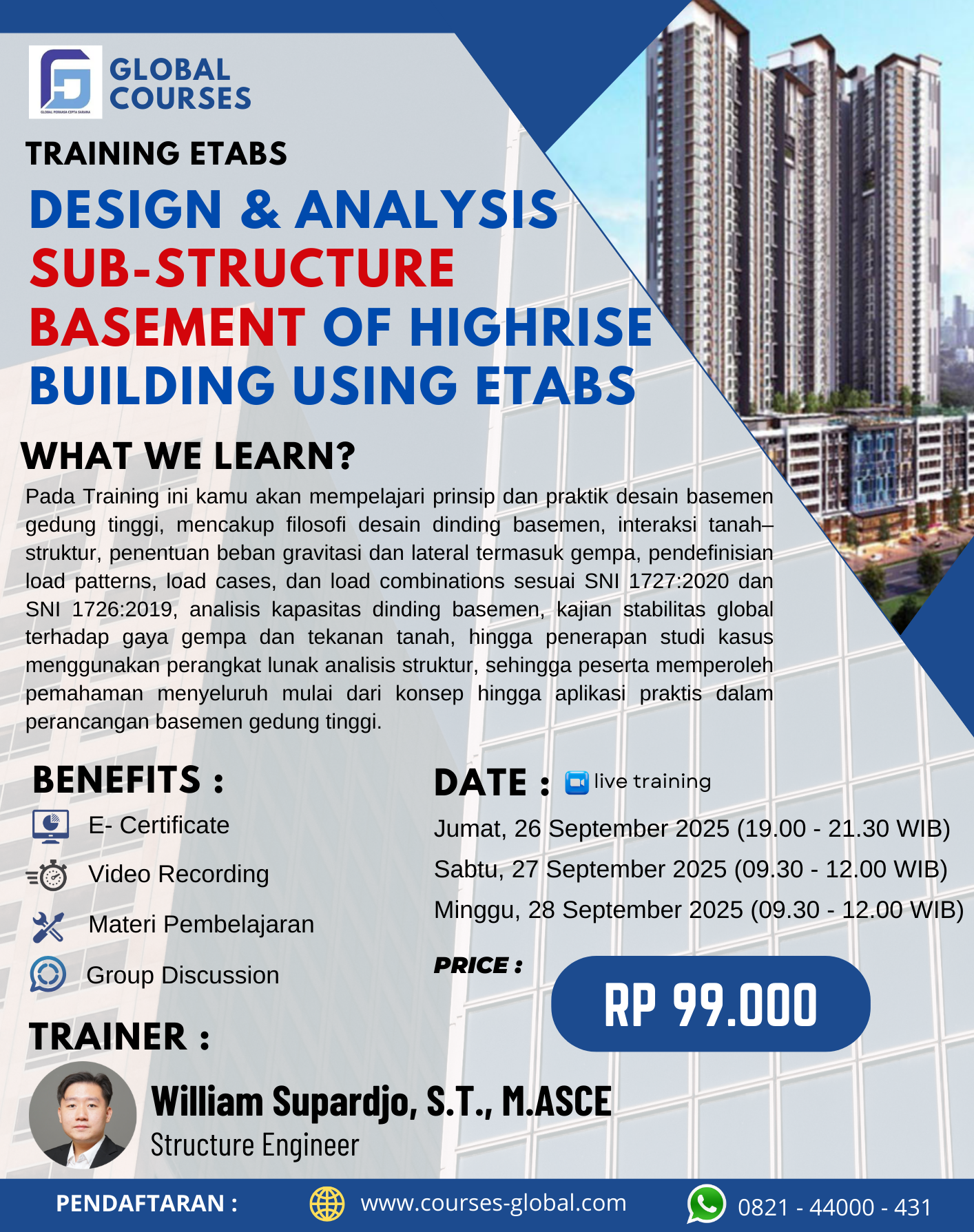 TRAINING DESIGN AND ANALYSIS SUB-STRUCTURE BASEMENT OF HIGHRISE BUILDING USING ETABS