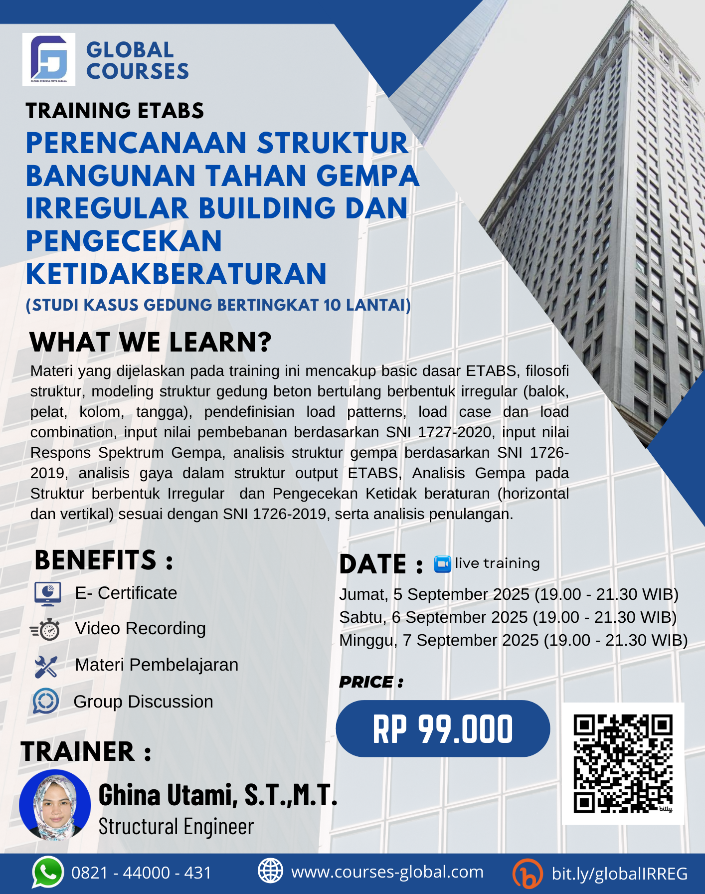 TRAINING ETABS PERENCANAAN STRUKTUR BANGUNAN TAHAN GEMPA IRREGULAR BUILDING DAN PENGECEKAN KETIDAKBERATURAN