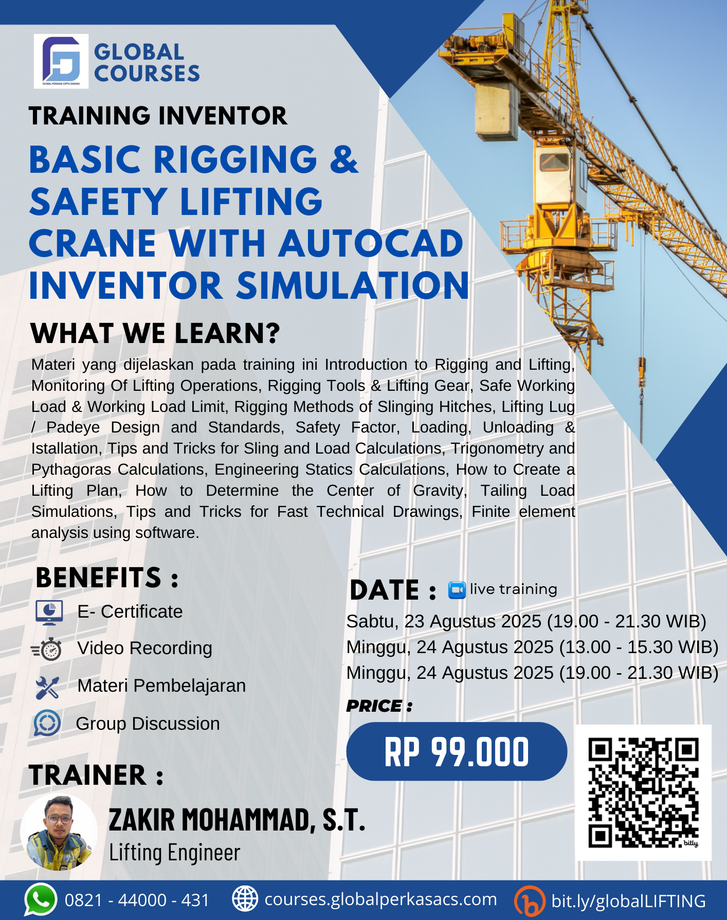 TRAINING BASIC RIGGING AND SAFETY LIFTING CRANE USING AUTOCAD AND AUTODESK INVENTOR SIMULATION
