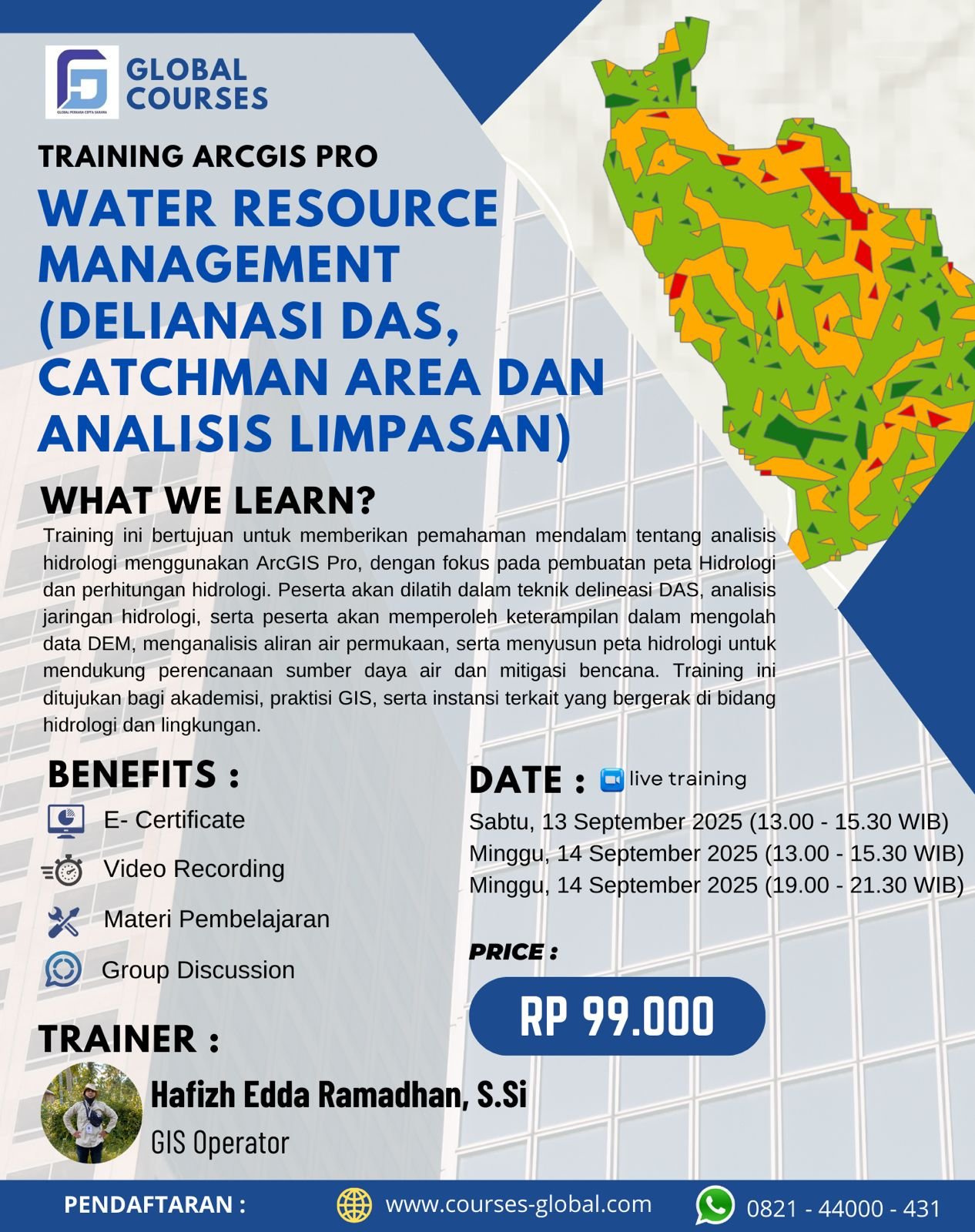TRAINING ARCGIS PRO WATER RESOURCE MANAGEMENT (DELIANASI DAS, CATCHMAN AREA DAN ANALISIS LIMPASAN)
