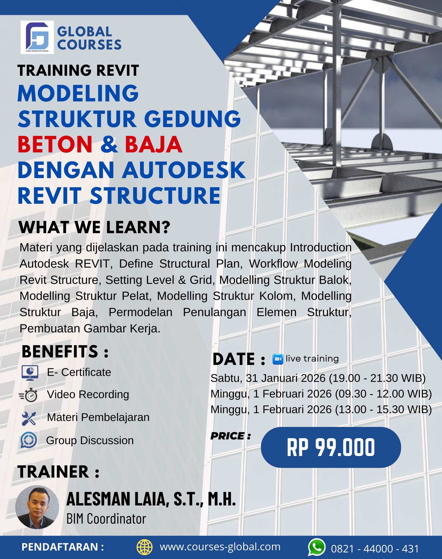 TRAINING AUTODESK REVIT – MODELING STRUKTUR GEDUNG  BETON & BAJA  DENGAN AUTODESK REVIT STRUCTURE
