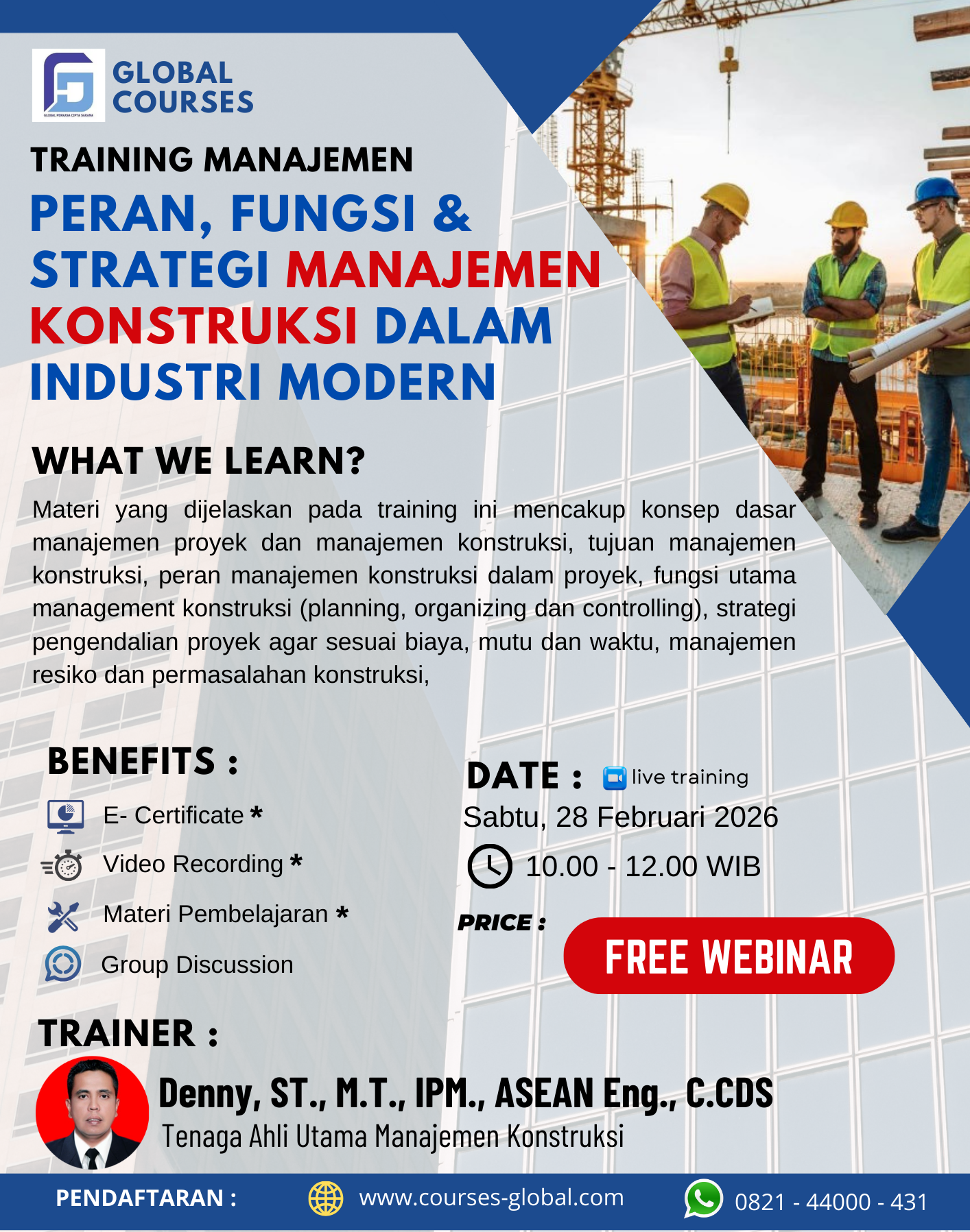 KLAIM BENEFIT TRAINING MANAJEMEN KONSTRUKSI