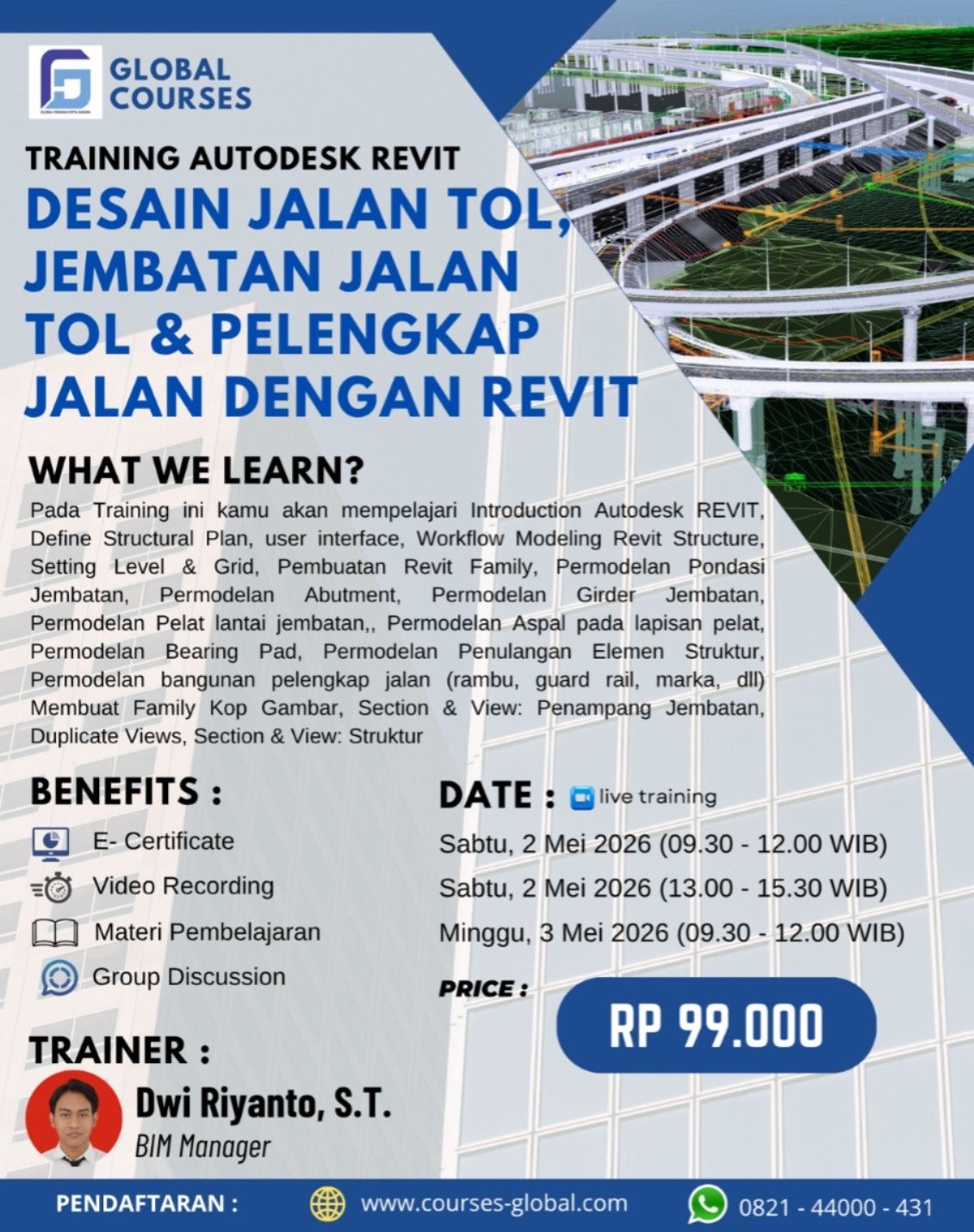 TRAINING AUTODESK REVIT – DESAIN JALAN TOL, JEMBATAN JALAN TOL & PELENGKAP JALAN DENGAN REVIT