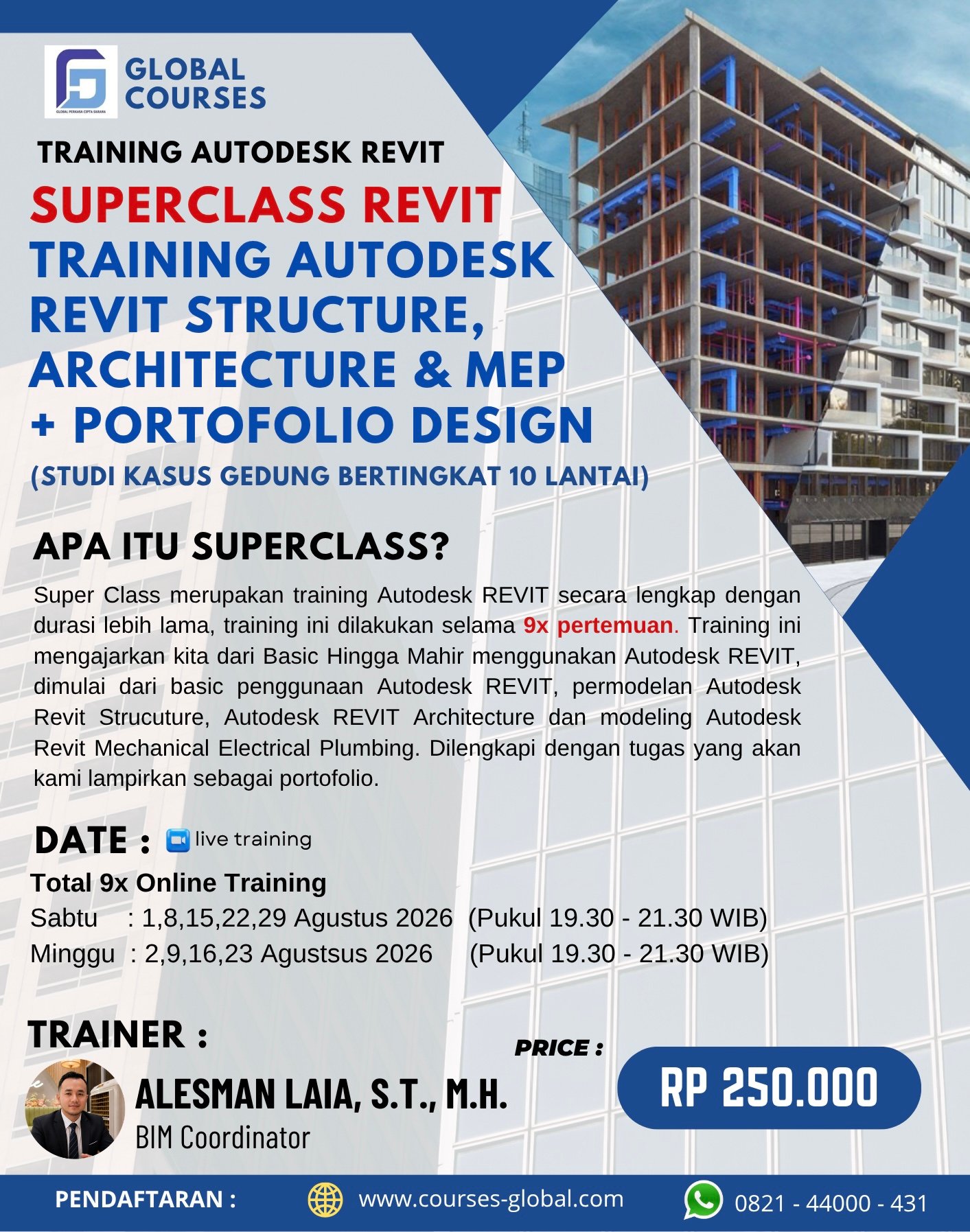 SUPERCLASS REVIT – TRAINING AUTODESK REVIT STRUCTURE, ARCHITECTURE & MEP + PORTOFOLIO DESIGN
