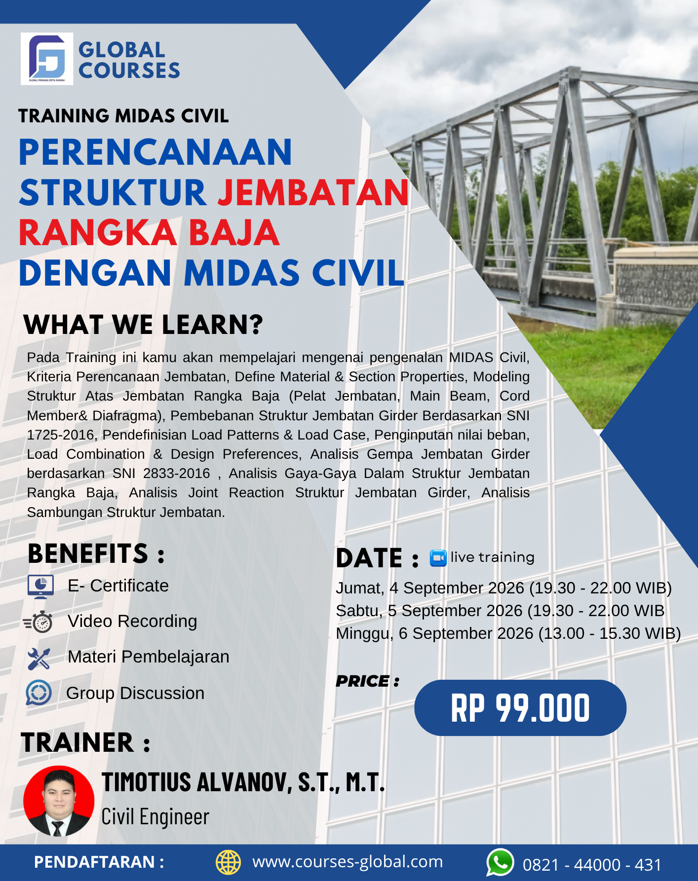 TRAINING MIDAS CIVIL – PERENCANAAN STRUKTUR JEMBATAN RANGKA BAJA  DENGAN MIDAS CIVIL